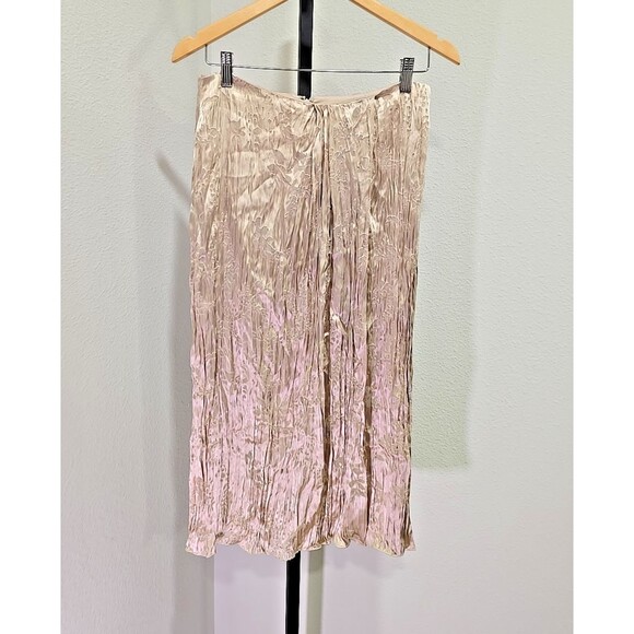 Vince Silk Blend Cream Midi Skirt Womens 2 Sheer Floral Designer Elegant Sheer - Picture 7 of 7